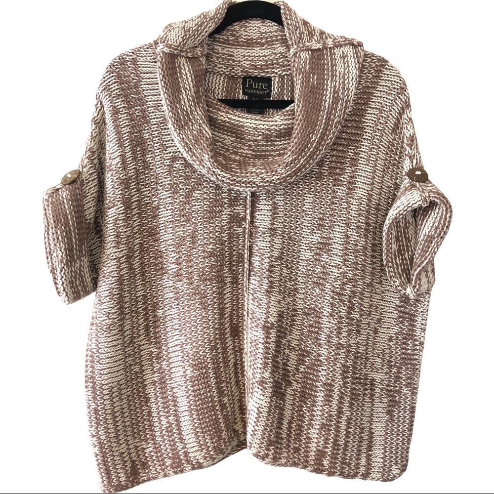 Pure Handknit Short Sleeved Cowl Neck Sweater M/L